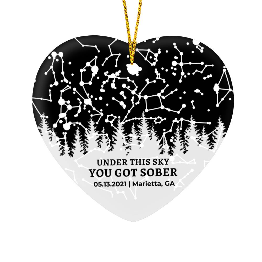 Custom Star Map Sober Gift | 12 Step Recovery Sobriety Anniversary Ornament | Personalized Sobriety Gift for Women, Men, and Sponsors