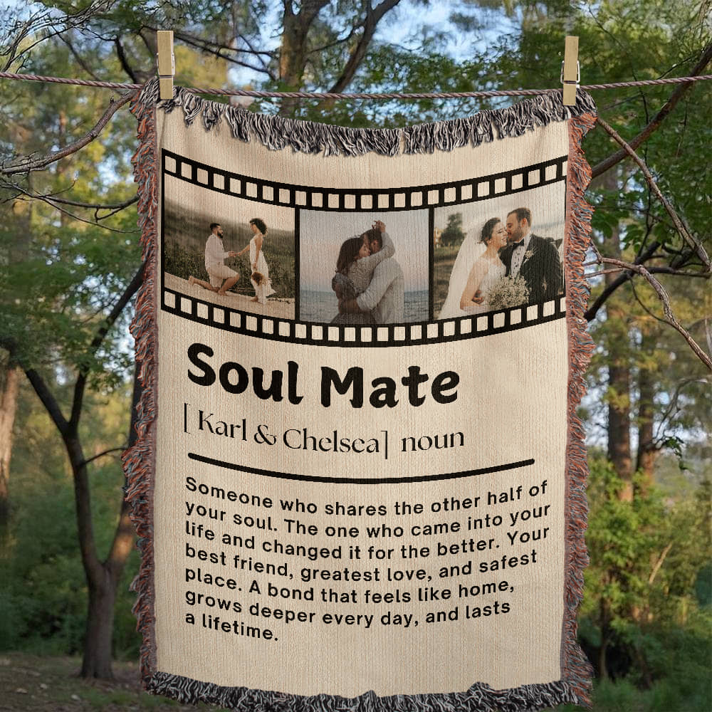 Personalised Couple Picture Collage Memorable Gift for Partner, Valentines Gift for Her Him, Soulmate definition, Wedding Gift for Him Her