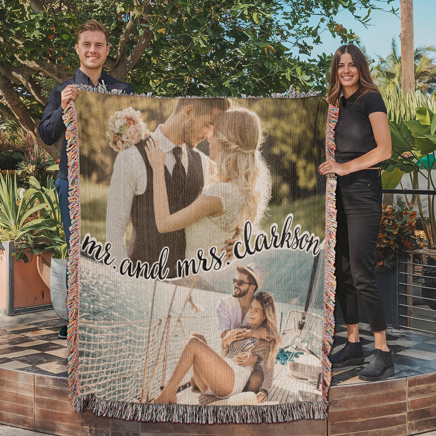 Cotton Anniversary Gift For Him Custom Photo Blanket 2 Year Anniversary Gift For Him Personalize Second Anniversary Gift For Husband Wife