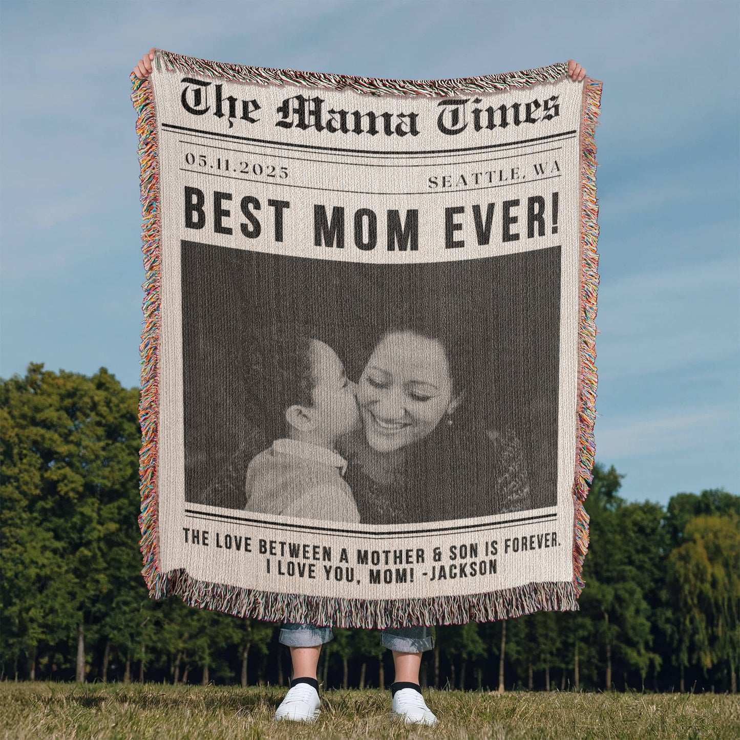 Photo Blanket Personalized Gift for Mom from Son, Mom Gift from Kids Appreciation Gift for Daughter In Law Mothers Day Gift Mother's Day Gift