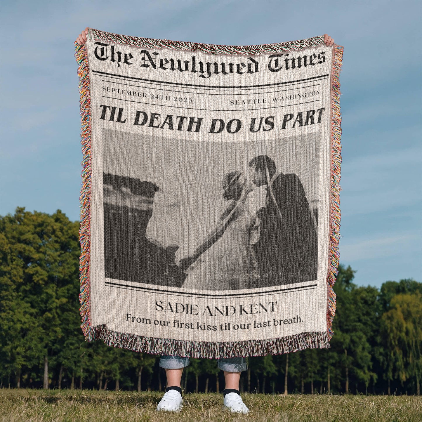 Newlywed Gift Personalized Decor Tapestry Woven, Newly Wed Gift, Personalised Gifts Throw Blanket Bride Gifts Husband Gift for Wife