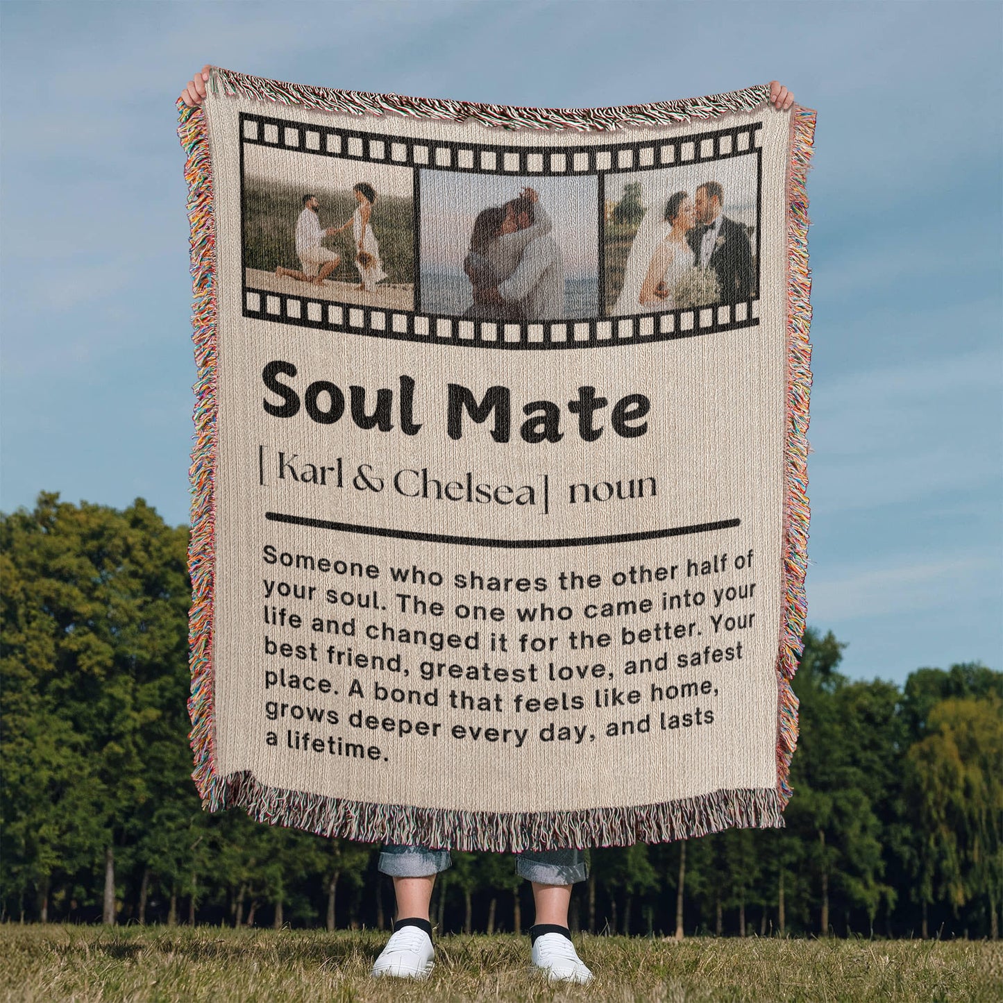 Personalised Couple Picture Collage Memorable Gift for Partner, Valentines Gift for Her Him, Soulmate definition, Wedding Gift for Him Her