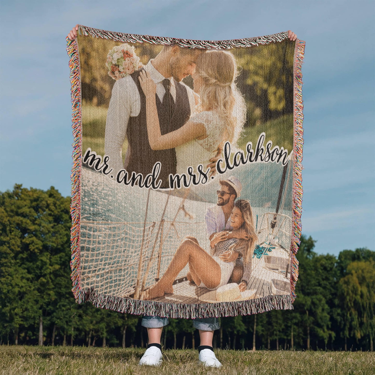 Cotton Anniversary Gift For Him Custom Photo Blanket 2 Year Anniversary Gift For Him Personalize Second Anniversary Gift For Husband Wife
