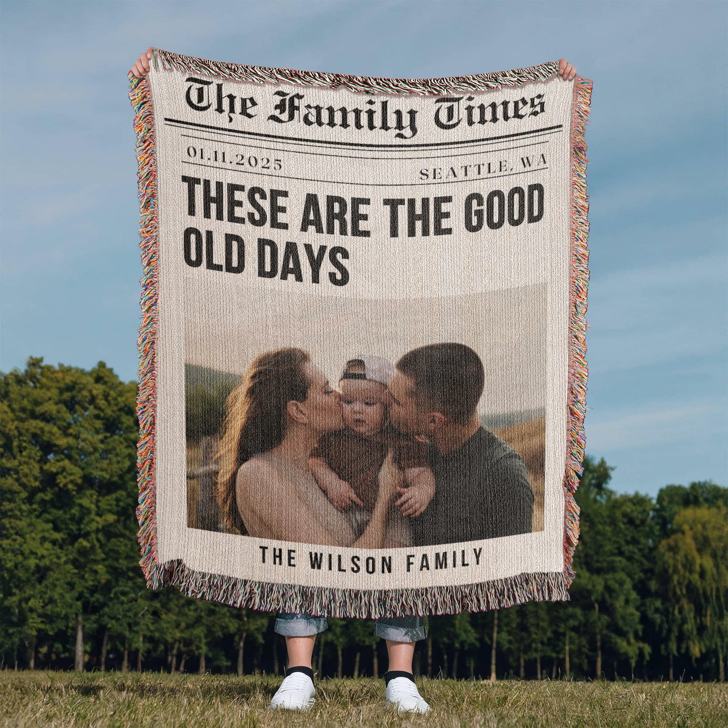 Personalised Family Photo Blanket Custom Gift for Mother's Day, Father's Day, Anniversary Birthday Gift for Him or Her Gift for Wife Husband