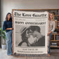 Couple Anniversary Newspaper Custom Blanket, Couple Anniversary Gifts Home Decor 1 Year Anniversary Gift For Boyfriend And Girlfriend