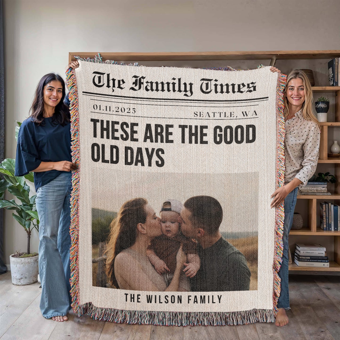 Personalised Family Photo Blanket Custom Gift for Mother's Day, Father's Day, Anniversary Birthday Gift for Him or Her Gift for Wife Husband