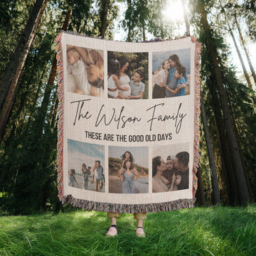 Personalized These Are The Good Old Days Photo Blanket Inspirational Family Gift Happy Positive Quote Motivational Home Decor Gift for Her Him
