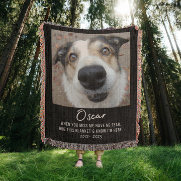 Custom Pet Memorial Photo Blanket, Dog Cat Wall Art,  Pet Portrait From Photo, Pet Memorial Gift, Pet Lover Gift Remembrance Gift for Her Him