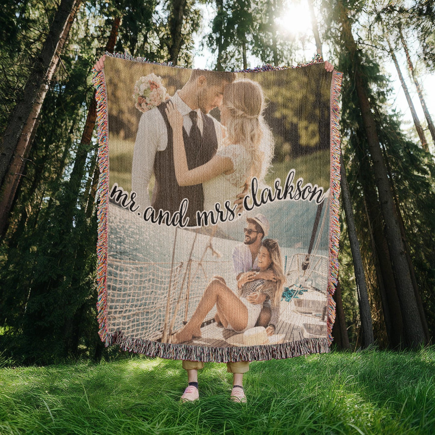 Cotton Anniversary Gift For Him Custom Photo Blanket 2 Year Anniversary Gift For Him Personalize Second Anniversary Gift For Husband Wife