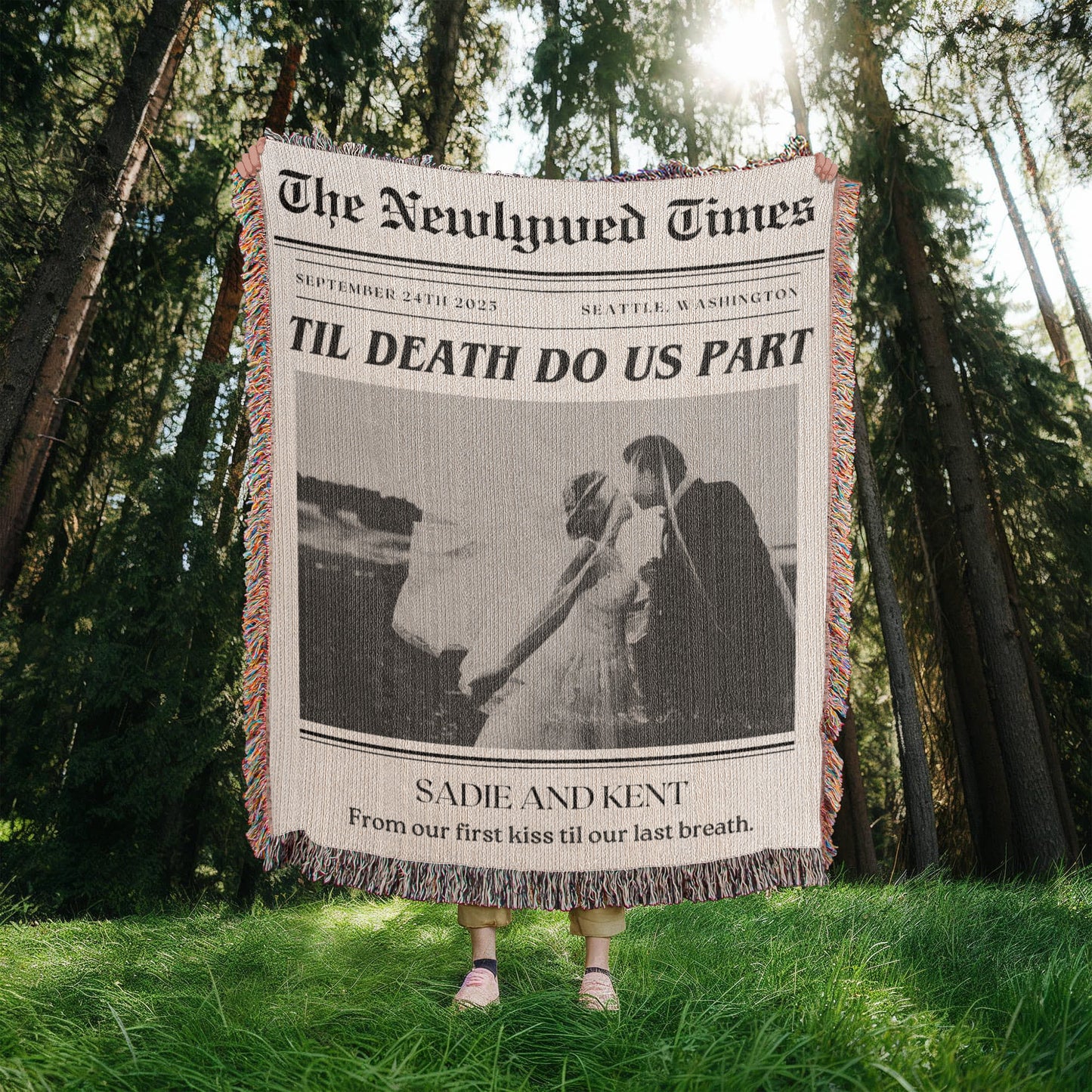 Newlywed Gift Personalized Decor Tapestry Woven, Newly Wed Gift, Personalised Gifts Throw Blanket Bride Gifts Husband Gift for Wife