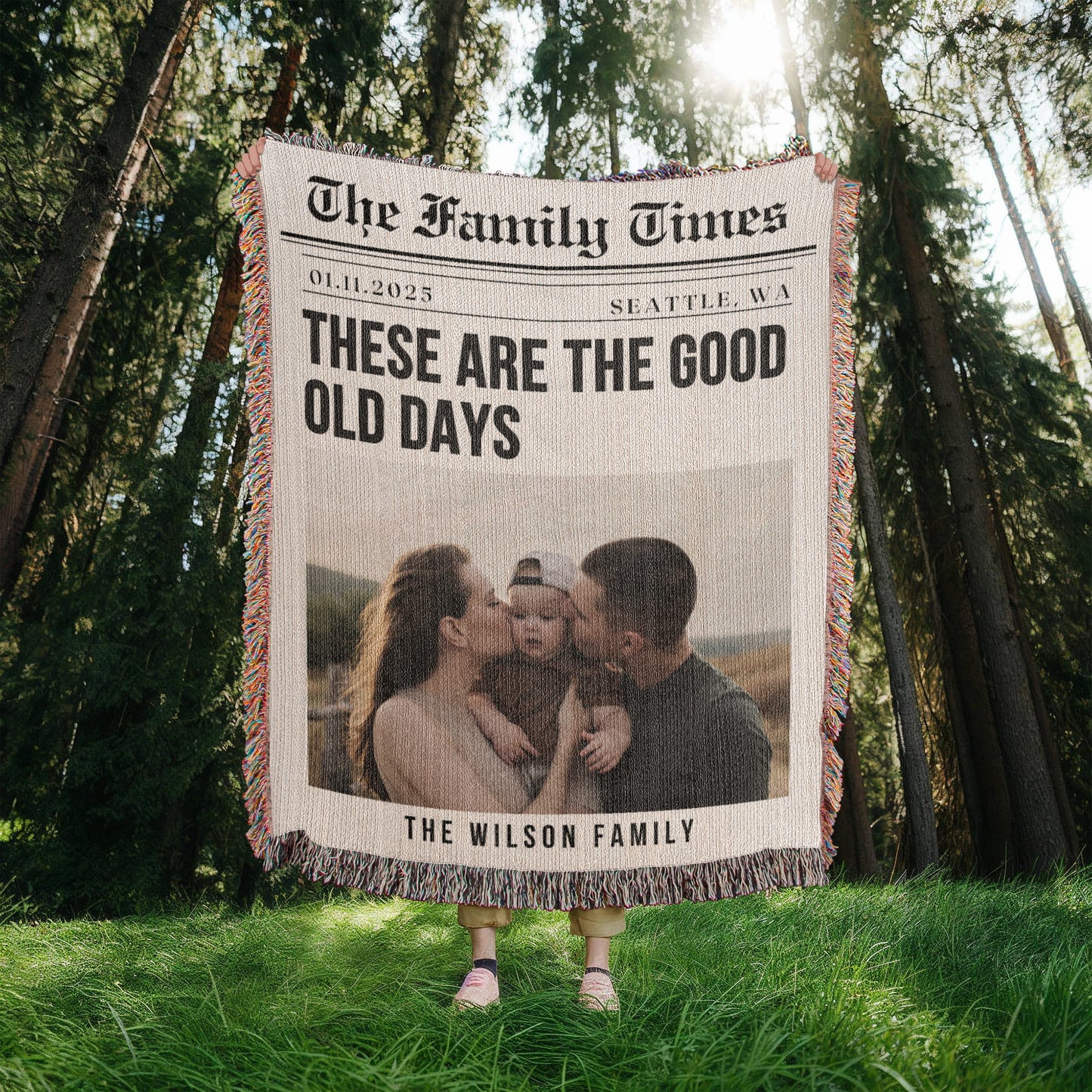 Personalised Family Photo Blanket Custom Gift for Mother's Day, Father's Day, Anniversary Birthday Gift for Him or Her Gift for Wife Husband