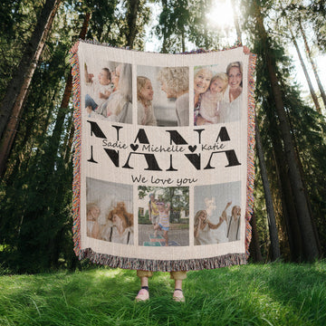 Personalized Nana or Grandma Gift Photo Blanket Birthday Gift for Grandma, Nana Gifts Mothers Day Gift, Mother's Day Gift for Nana Gift from Grandkids