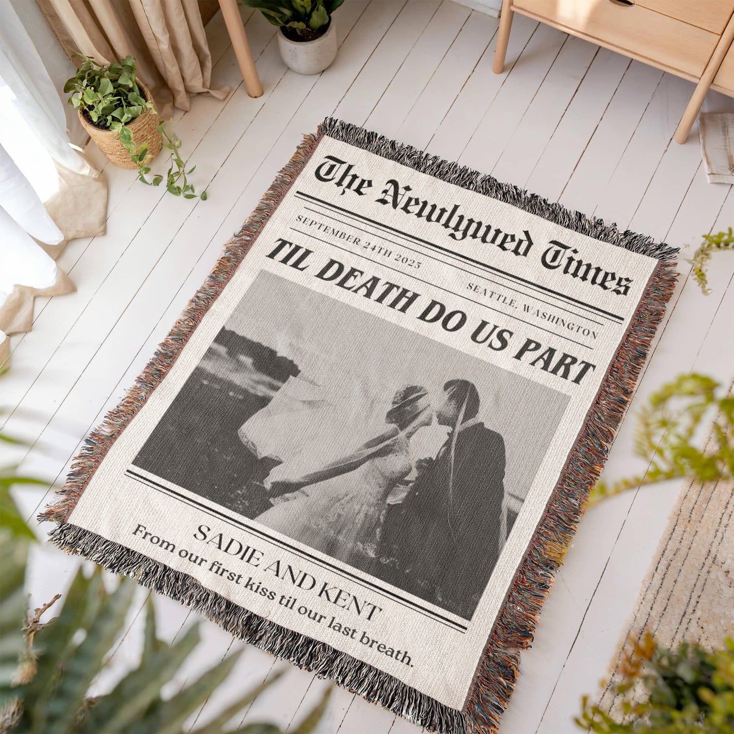 Newlywed Gift Personalized Decor Tapestry Woven, Newly Wed Gift, Personalised Gifts Throw Blanket Bride Gifts Husband Gift for Wife