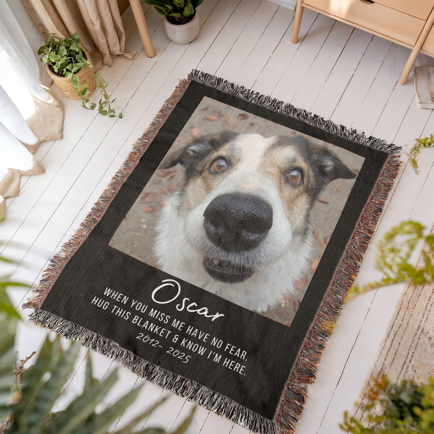 Custom Pet Memorial Photo Blanket, Dog Cat Wall Art,  Pet Portrait From Photo, Pet Memorial Gift, Pet Lover Gift Remembrance Gift for Her Him