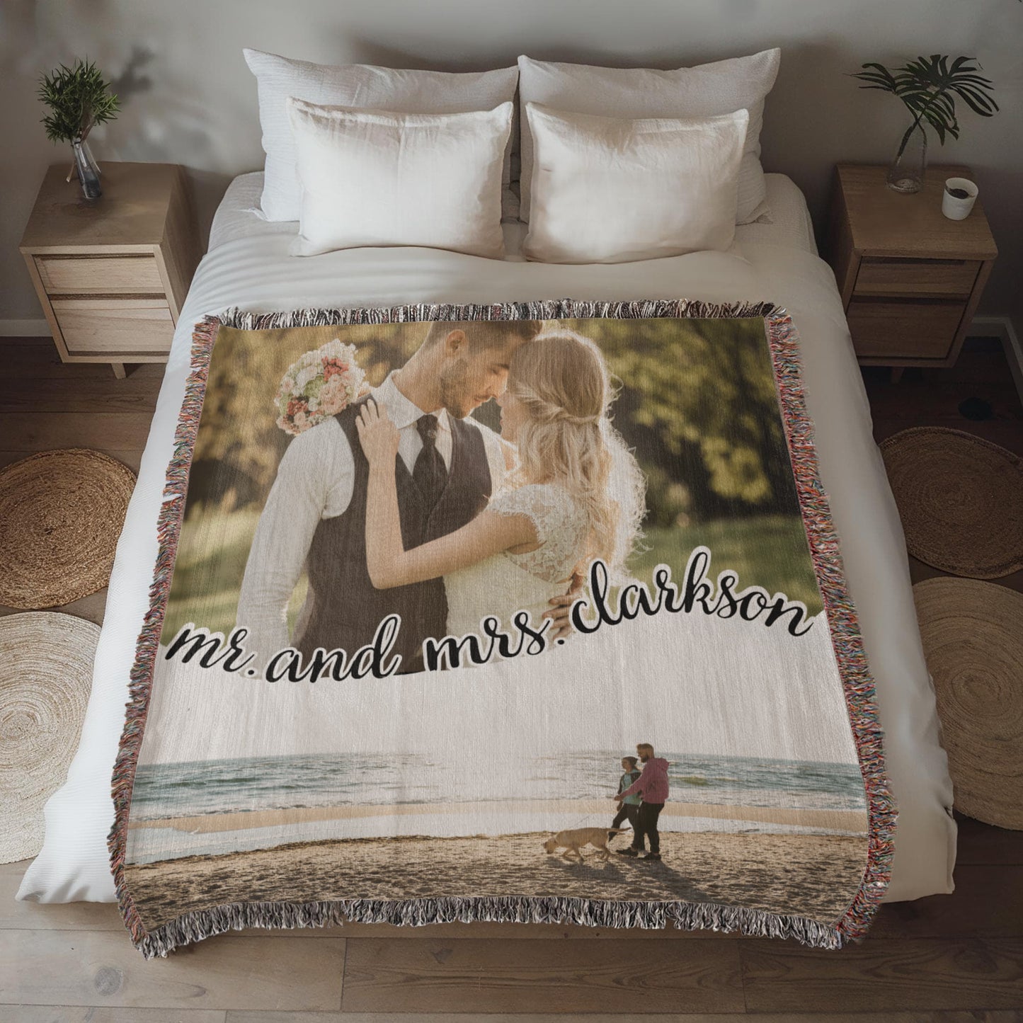Personalized Wedding Gift for Couple Photo Blanket, Cotton Anniversary Gift for Him or Her, Couple Gifts for New Home Engagement Gift