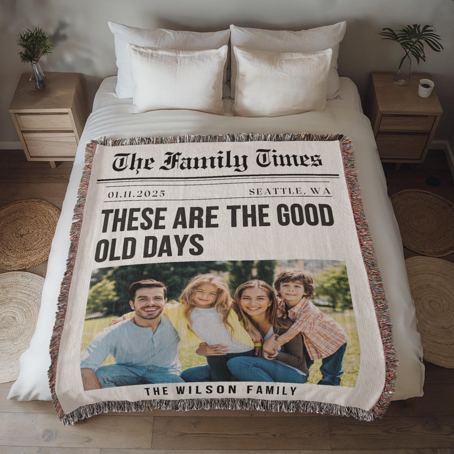 Personalized Family Photo Blanket Custom Gift for Mother's Day Father's Day Anniversary Birthday Gift for Him or Her Gift for Husband Wife