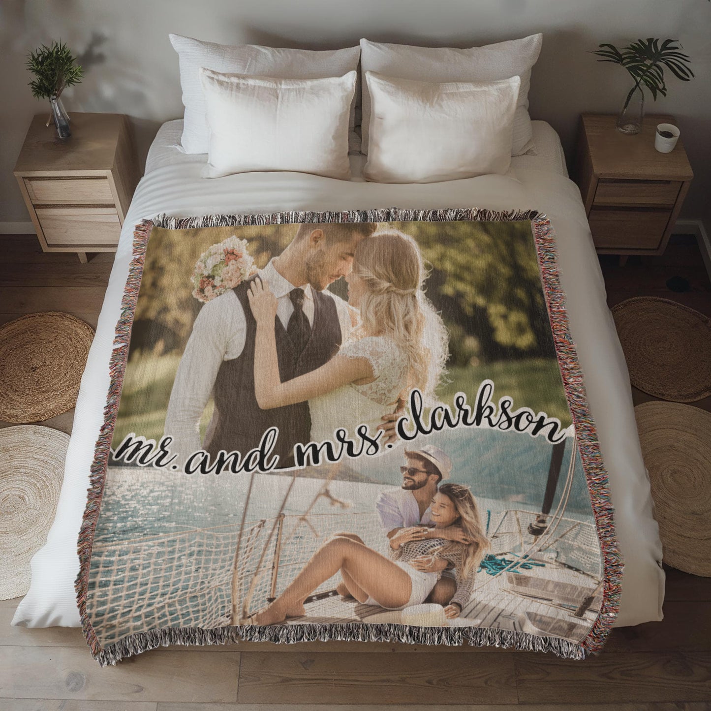 Cotton Anniversary Gift For Him Custom Photo Blanket 2 Year Anniversary Gift For Him Personalize Second Anniversary Gift For Husband Wife