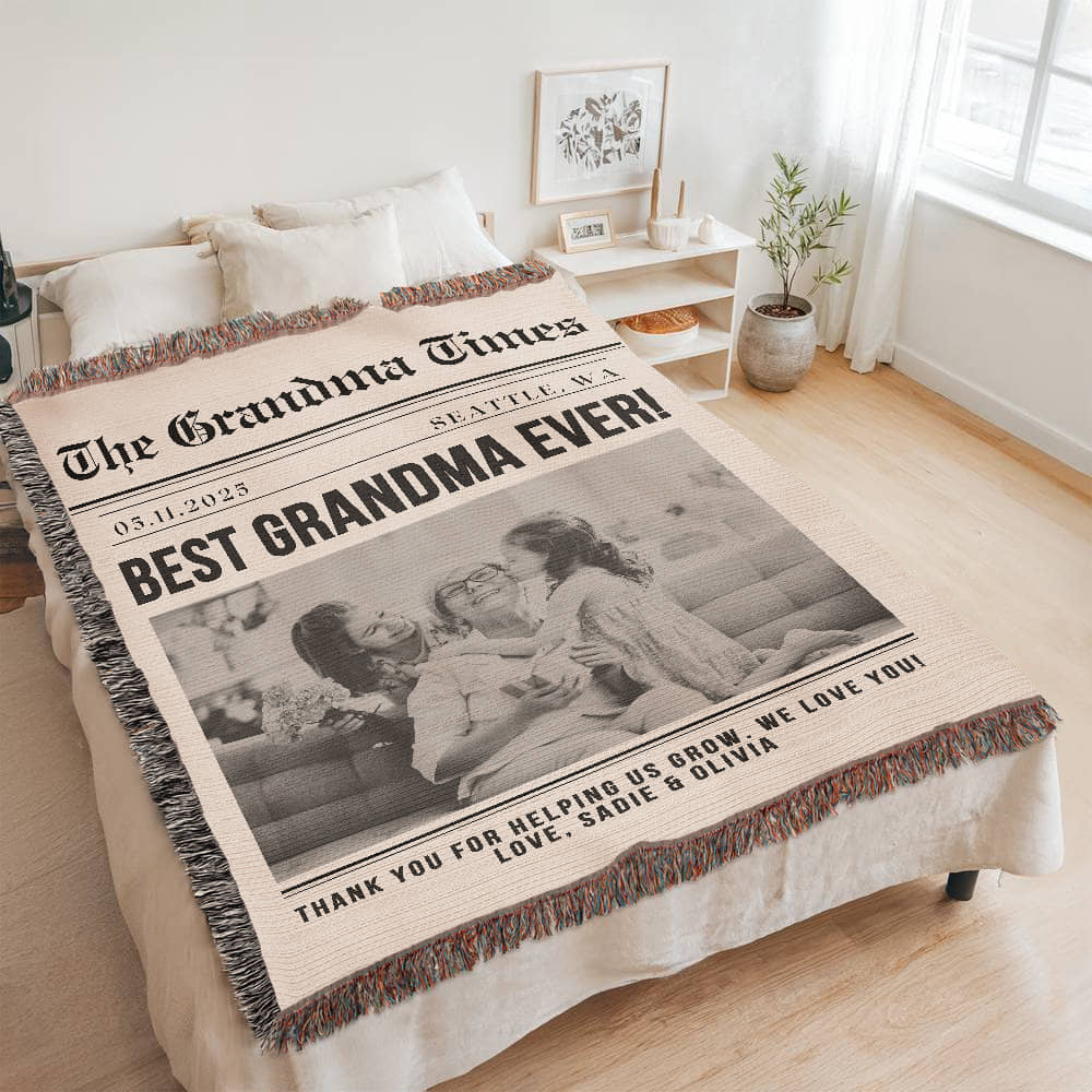 Photo Blanket Personalized Grandma Gift with Kid's Names, Gift for Nana, Gift for Grandmother Mother's Day 2025, Gift for Mother, Mom Gifts