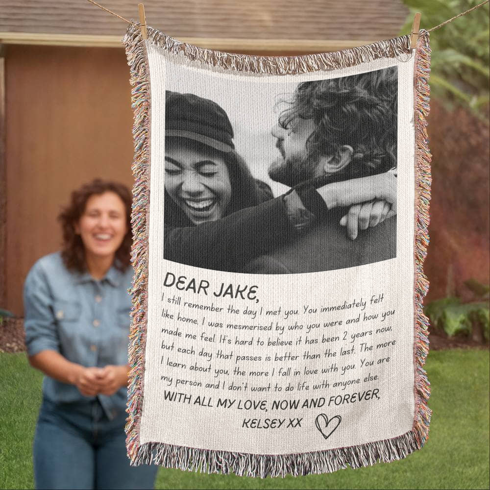 Letters To My Boyfriend Custom, Christmas Gift From Girlfriend, Dating Anniversary Gifts, Personalized Name, Dear Boyfriend   Love Letter Blanket Woven Handwriting Custom Throw