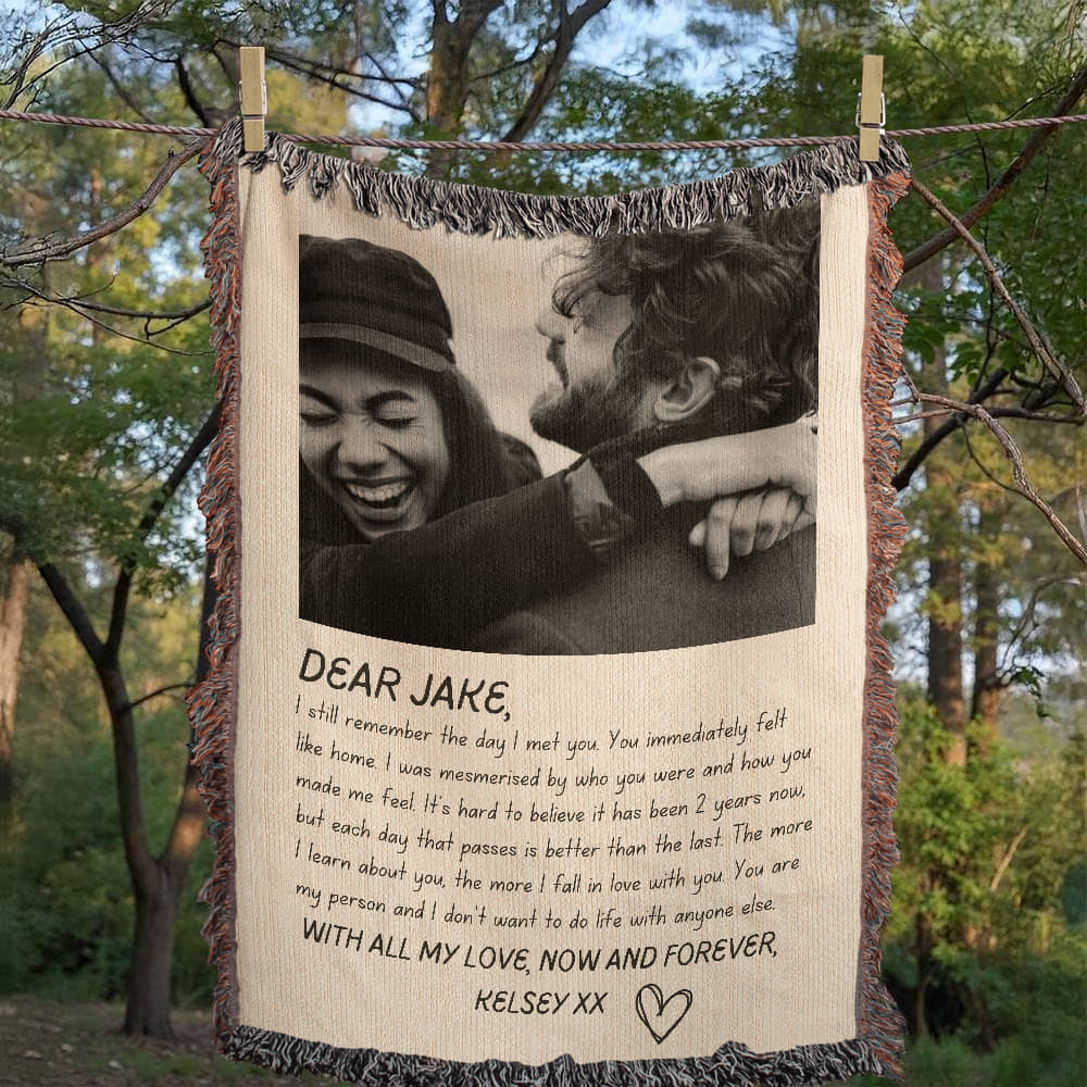 LETTER BLANKET Personalized Gift Love Birthday Gift For Mom Dad Grandma Woven Cotton Anniversary Gift Girlfriend Boyfriend Valentines Gift