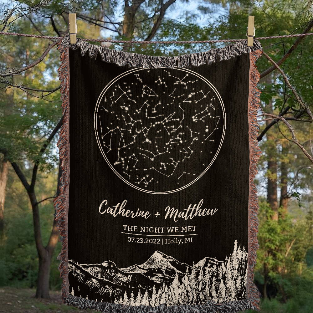 Personalized Blanket Custom Star Map By Date Couples Gift for Wedding Anniversary Husband Gift for Wife Gift for Fiancee Gift for Him Her