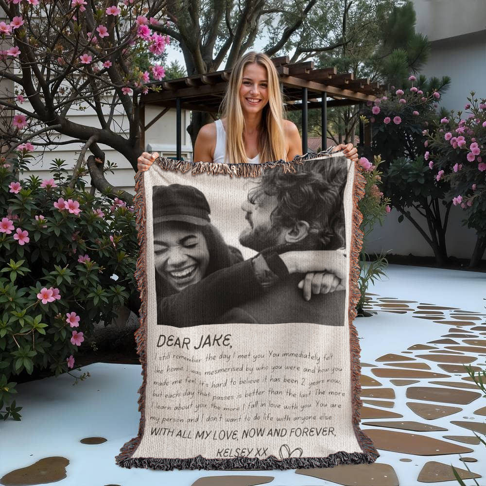 Letters To My Boyfriend Custom, Christmas Gift From Girlfriend, Dating Anniversary Gifts, Personalized Name, Dear Boyfriend   Love Letter Blanket Woven Handwriting Custom Throw