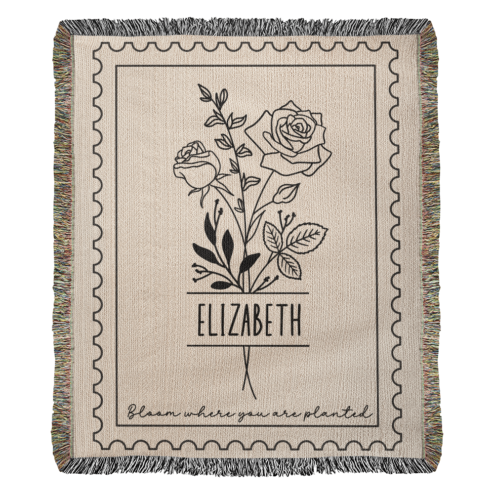 Unique Birthday Gift for Her, Birth Month Flower Blanket with Name, Personalized Gift for Daughter, Granddaughter or Niece