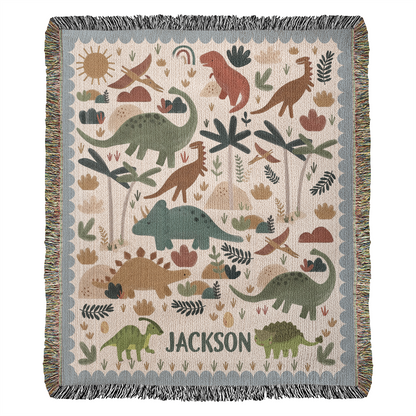 Personalized Dinosaur Blanket: Custom Name Kids Throw