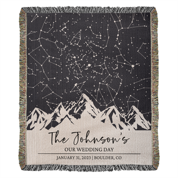 Personalized Star Map by Date Couples Blanket, Custom Wedding  Gift, Cotton Anniversary Gift, Mountain Couple Christmas Gift for Xmas