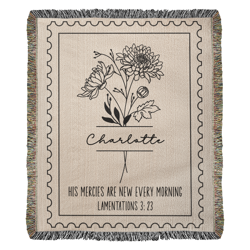 Custom Name and Birth Month Flower Bible Verse Blanket Gift for Her | Christian Gifts for Daughter, Granddaughter, Teen Girl, Birthday Gift for Christmas