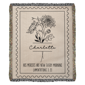 Custom Name and Birth Month Flower Bible Verse Blanket Gift for Her | Christian Gifts for Daughter, Granddaughter, Teen Girl, Birthday Gift for Christmas