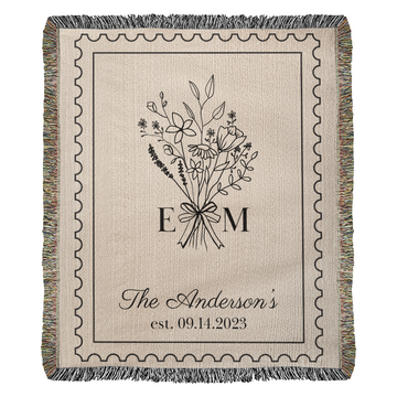 Custom Soft Blanket Gift for Wedding Anniversary | Personalized Couple Name Cotton Throw