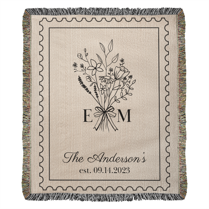 Custom Soft Blanket Gift for Wedding Anniversary | Personalized Couple Name Cotton Throw