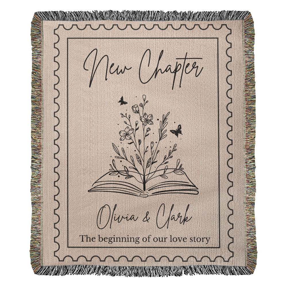 New Chapter Custom Woven Blanket Wedding Gift for Couple | Housewarming Gift for Couples