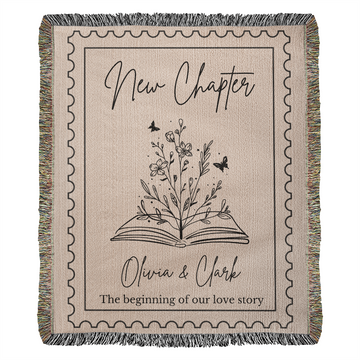 New Chapter Custom Woven Blanket Wedding Gift for Couple | Housewarming Gift for Couples