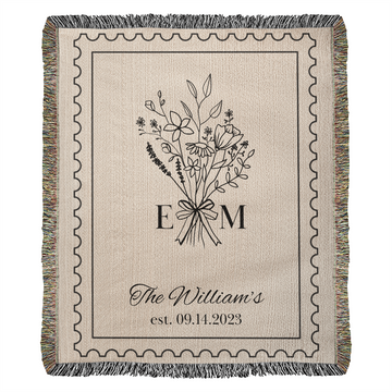 Personalized Cotton Anniversary Blanket: 2nd Wedding Anniversary Gift with Custom Name and Date