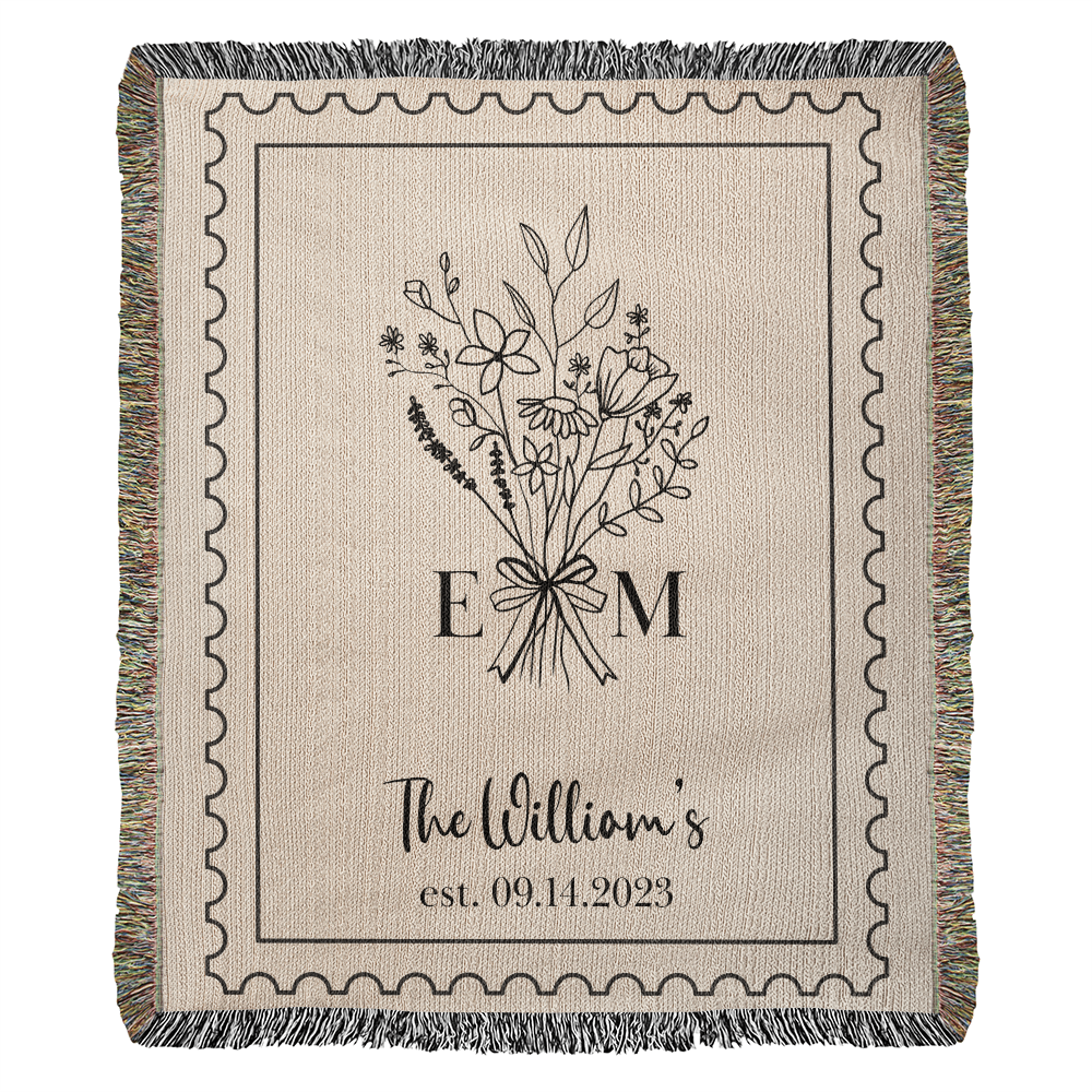 Personalized Cotton Anniversary Blanket: 2nd Wedding Anniversary Gift