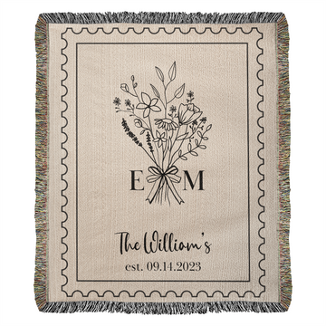 Personalized Cotton Anniversary Blanket: 2nd Wedding Anniversary Gift