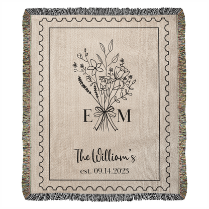 Personalized Cotton Anniversary Blanket: 2nd Wedding Anniversary Gift