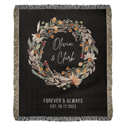 Personalized Couples Blanket with Names & Date | Custom Cotton Throw Wedding Gift, Bridal Shower Present, Anniversary or Engagement