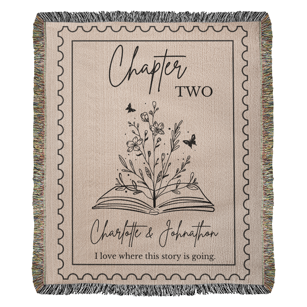Chapter 2 Personalized Cotton Anniversary Blanket, 2nd Anniversary Gift, Anniversary Gift for Reader, Second Anniversary Cotton