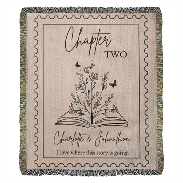 Chapter 2 Personalized Cotton Anniversary Blanket, 2nd Anniversary Gift, Anniversary Gift for Reader, Second Anniversary Cotton