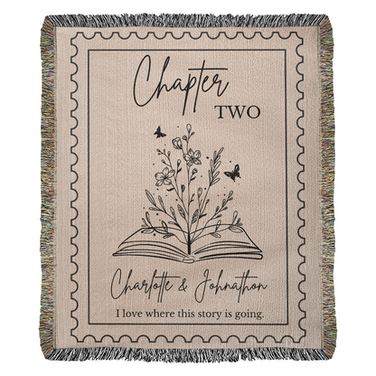 Chapter 2 Personalized Cotton Anniversary Blanket, 2nd Anniversary Gift, Anniversary Gift for Reader, Second Anniversary Cotton