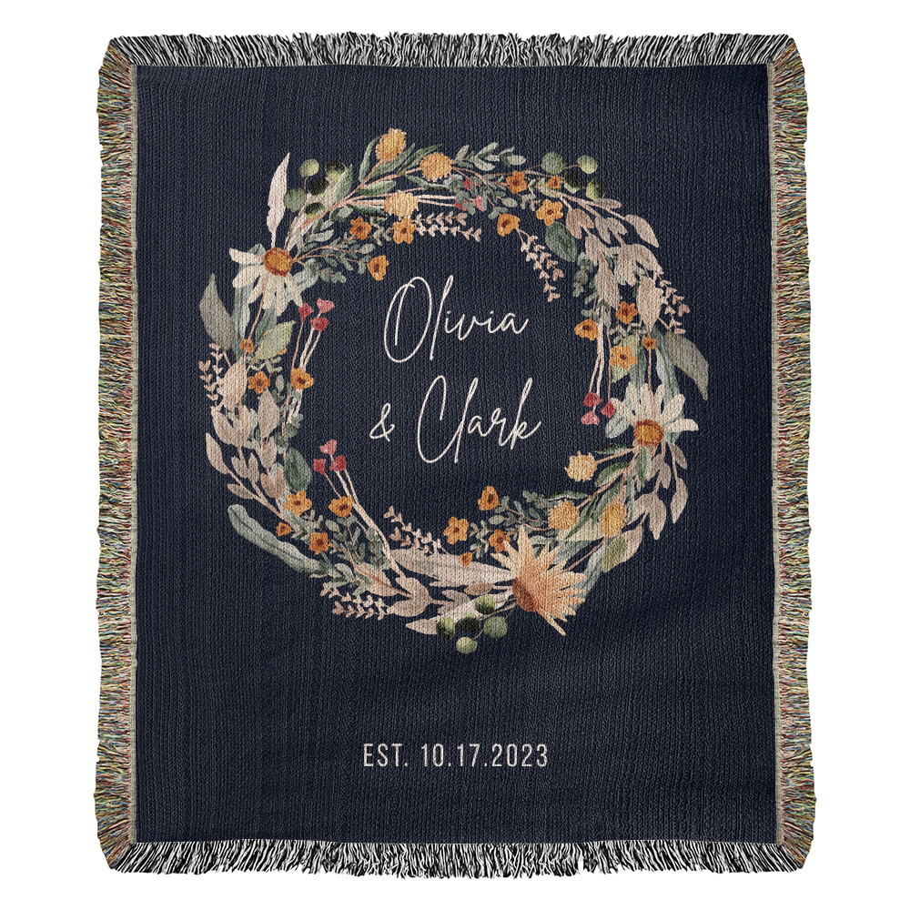 Personalized Couples Blanket with Names & Date | Custom Cotton Throw Wedding Gift, Romantic Christmas Present, Anniversary or Engagement
