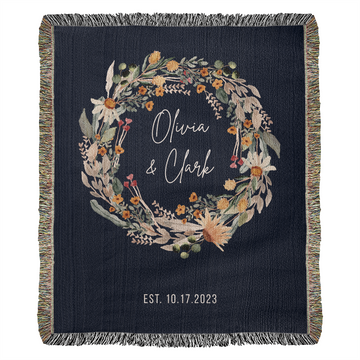 Personalized Couples Blanket with Names & Date | Custom Cotton Throw Wedding Gift, Romantic Christmas Present, Anniversary or Engagement