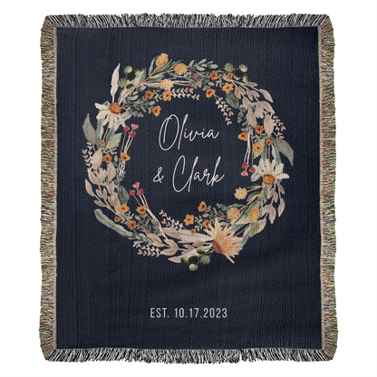 Personalized Couples Blanket with Names & Date | Custom Cotton Throw Wedding Gift, Romantic Christmas Present, Anniversary or Engagement