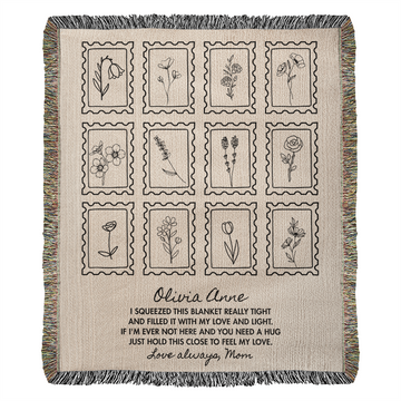 Personalized Woven Hug Blanket with Name | Custom Comfort Throw for Birthday, Christmas, Mother's Day, Graduation or Sympathy Gift
