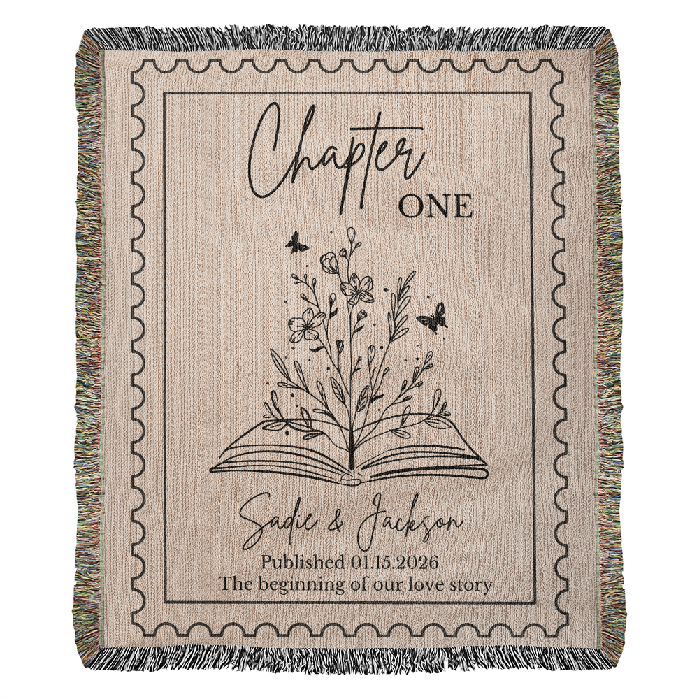 Personalized Throw Couples Blanket with Names Wedding Present Bridal Shower Gift for Newlyweds Cotton Anniversary Gift Engagement Gift