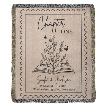 Personalized Throw Couples Blanket with Names Wedding Present Bridal Shower Gift for Newlyweds Cotton Anniversary Gift Engagement Gift