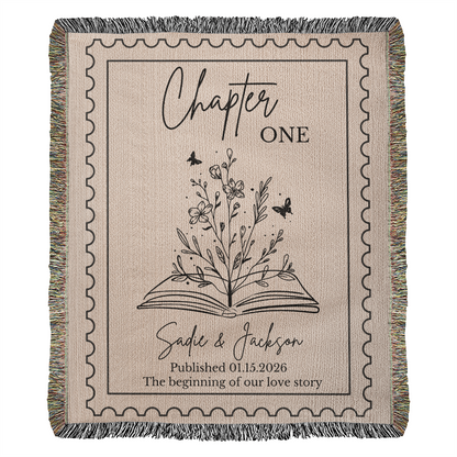 Personalized Throw Couples Blanket with Names Wedding Present Bridal Shower Gift for Newlyweds Cotton Anniversary Gift Engagement Gift